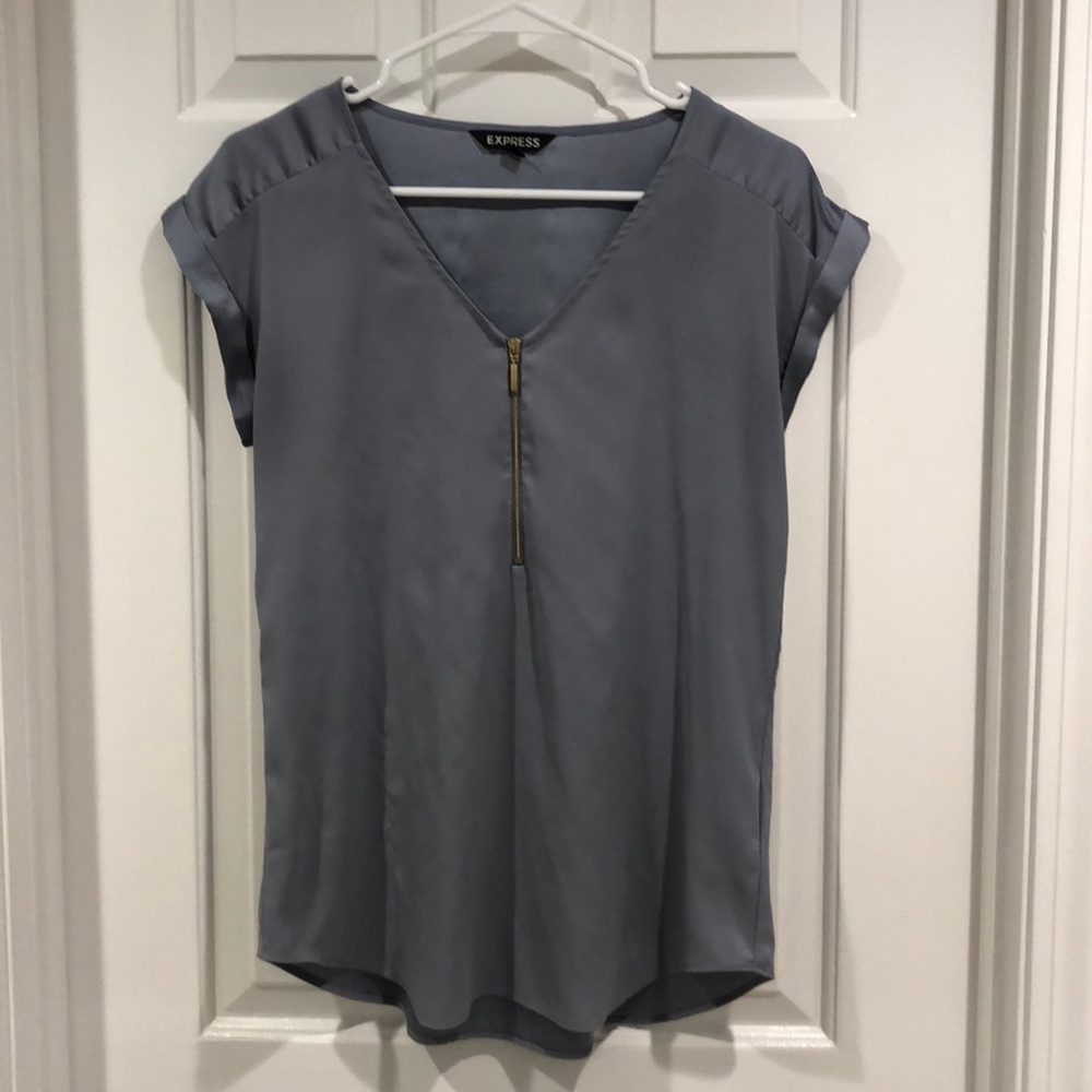 Gray zipper blouse